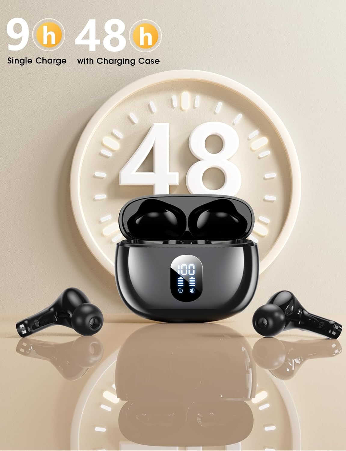 Wireless Earbuds Bluetooth 5.3 Ear Buds, Hi-Fi Stereo Bass Ear Buds with 48H Playtime & LED Display, Lightweight in-Ear Headphones with Mic, IPX7 Waterproof, Touch Control for iPhone 4 Wireless Earbuds Bluetooth 5.3 Ear Buds, Hi-Fi Stereo Bass Ear Buds with 48H Playtime & LED Display, Lightweight in-Ear Headphones with Mic, IPX7 Waterproof, Touch Control for iPhone - Image 4