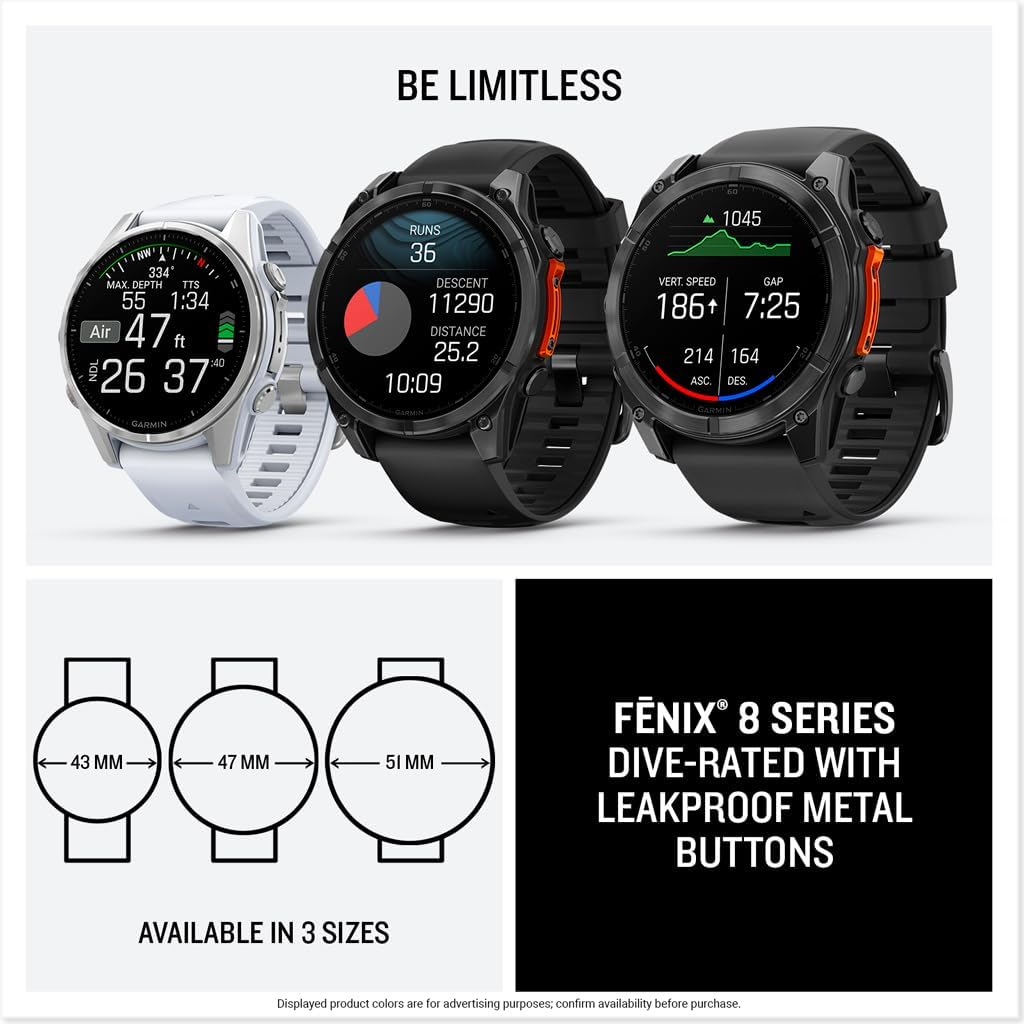 Garmin fēnix® 8 – 51 mm, AMOLED, Sapphire, Premium Multisport GPS Smartwatch, Long-Lasting Battery Life, Dive-Rated, Built-in LED Flashlight, Carbon Gray DLC Titanium with Pebble Gray Band 7 Garmin fēnix® 8 – 51 mm, AMOLED, Sapphire, Premium Multisport GPS Smartwatch, Long-Lasting Battery Life, Dive-Rated, Built-in LED Flashlight, Carbon Gray DLC Titanium with Pebble Gray Band - Image 7