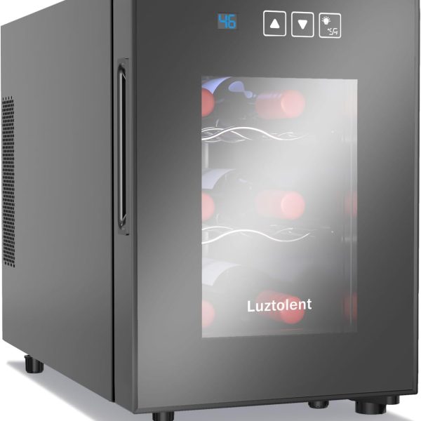 6 Bottles Wine Fridge, Thermoelectric Countertop Wine Cooler Refrigerator, 46-66℉ Digital Temperature Control &Energy Efficient Cooling, 38dB Quiet Mini Fridge for Home, Apartment or Office