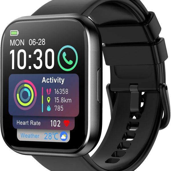 Smart Watch for Men Women, 1.85" HD Fitness Tracker with Bluetooth Calls, 120+ Sport Modes Fitness Watch, Fitness Tracker 24/7 Heart Rate/Sleep Monitor, IP68 Waterproof, Smartwatch for Android/iPhone