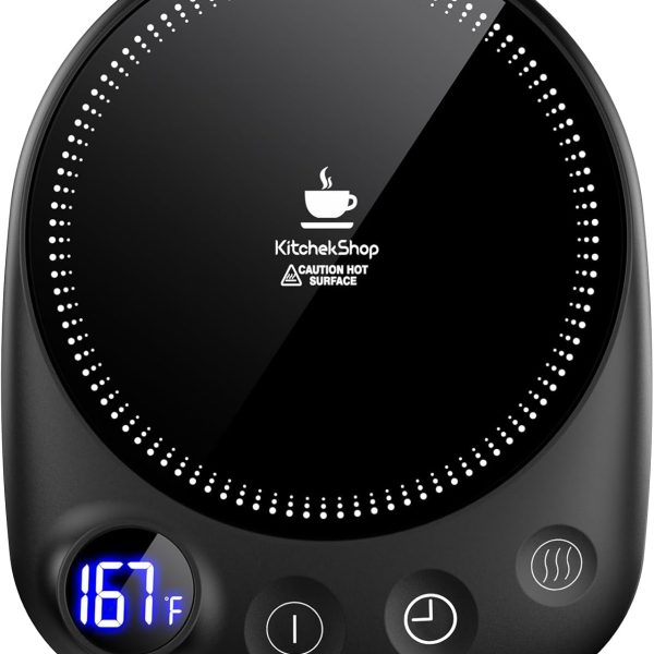 Coffee Mug Warmer - Fastest Heating & Highest Temperature, Coffee Cup Warmer for Desk Auto Shut Off, 4 Temp Settings & 1-12H Timer, Smart Electric Beverage Warmer for Coffee, Tea (Black)