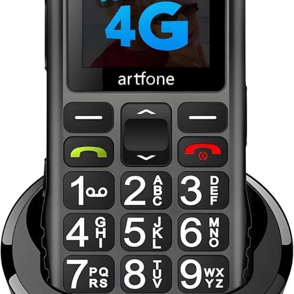 C1+4G Pro Black - Big Buttons Cell Phone for Seniors丨Basic Phone with SOS Button丨Charging Station丨1800mAh丨Loud Speaker丨Talking Clock丨Speed Dial丨Hands-free丨Large Font丨Unlocked Phones丨FM Radio