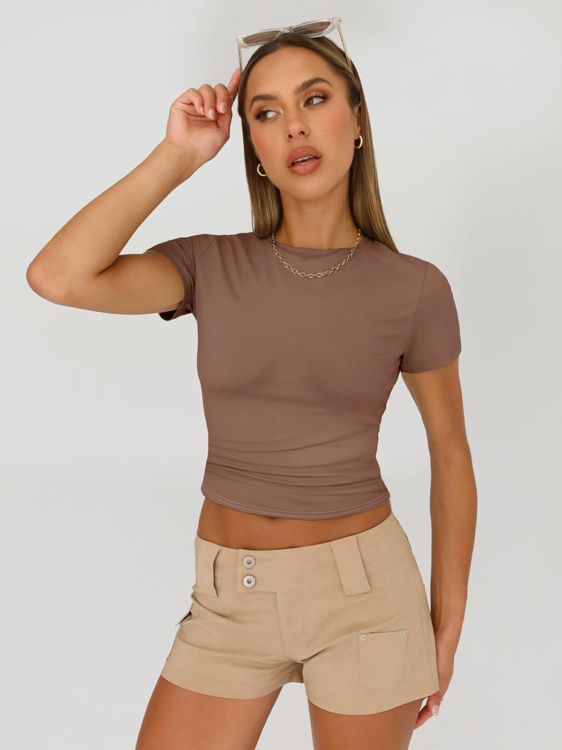 AUTOMET Womens 3 Piece Short Sleeve Shirts Basic Going Out Slim Fitted Crop Tops 2025 Summer Y2k Clothes 4 AUTOMET Womens 3 Piece Short Sleeve Shirts Basic Going Out Slim Fitted Crop Tops 2025 Summer Y2k Clothes - Image 4