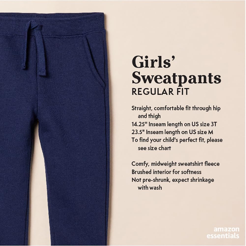 Amazon Essentials Girls and Toddlers' Sweatpants, Multipacks 2 Amazon Essentials Girls and Toddlers' Sweatpants, Multipacks - Image 2