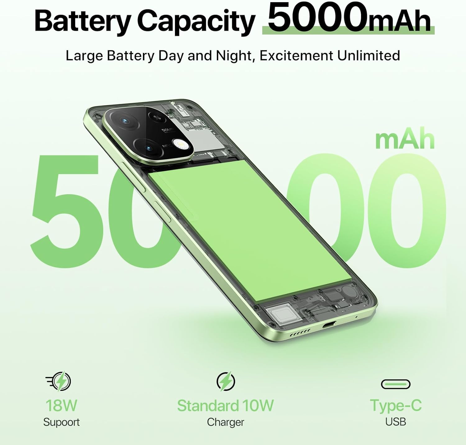 UMIDIGI G9C Android 14 Unlocked Cellphone,Octa-core 12GB +128GB Expand 1TB Unlocked Smartphone,6.75" HD+ 90Hz,5000mAh Battery,50MP Camera,4G Dual SIM,GPS, BT 5.4,NFC,AI Face Unlock,Warranty,Green 4 UMIDIGI G9C Android 14 Unlocked Cellphone,Octa-core 12GB +128GB Expand 1TB Unlocked Smartphone,6.75" HD+ 90Hz,5000mAh Battery,50MP Camera,4G Dual SIM,GPS, BT 5.4,NFC,AI Face Unlock,Warranty,Green - Image 4