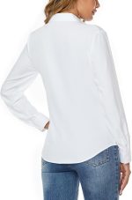 jonivey Womens Stretch Button Down Long Sleeve Shirt Soft Basic Wrinkle Free Work Business Formal Casual Blouse - Image 4