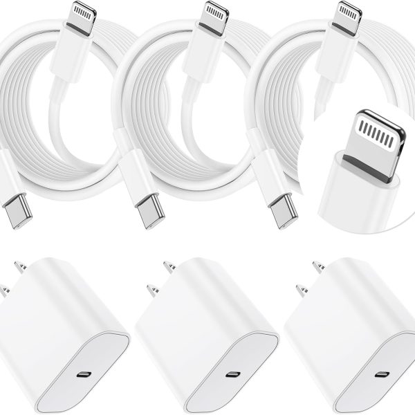 Essri i Phone Charger Fast Charging 10 FT, 3-Pack 20W PD USB C Charger Block with iPhone 14 13 Charging Cable 10 Foot, Compatible with iPhone 14 Pro/13Pro Max/12/11Pro/Mini - White