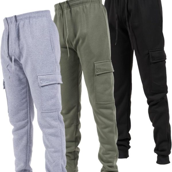 Ultra Performance 3 Pack Mens Open Bottom Sweatpants with Pockets, Casual Sweatpants for Men