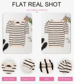 Dokotoo Women's Short Puff Sleeve Knit Tops 2025 Trendy Crewneck Striped T Shirts Casual Summer Blouses - Image 3
