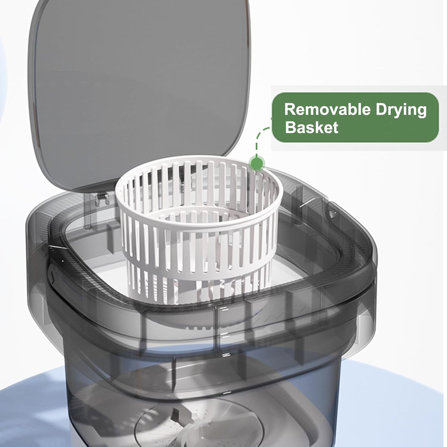 Portable Washing Machine,16L Small Washer with Spin Drainage Basket, 3 Modes Deep Cleaning Suitable for Underwear, Socks, Baby Clothes, Foldable Design Ideal for Apartments, Hotels, RV 6 Portable Washing Machine,16L Small Washer with Spin Drainage Basket, 3 Modes Deep Cleaning Suitable for Underwear, Socks, Baby Clothes, Foldable Design Ideal for Apartments, Hotels, RV - Image 6