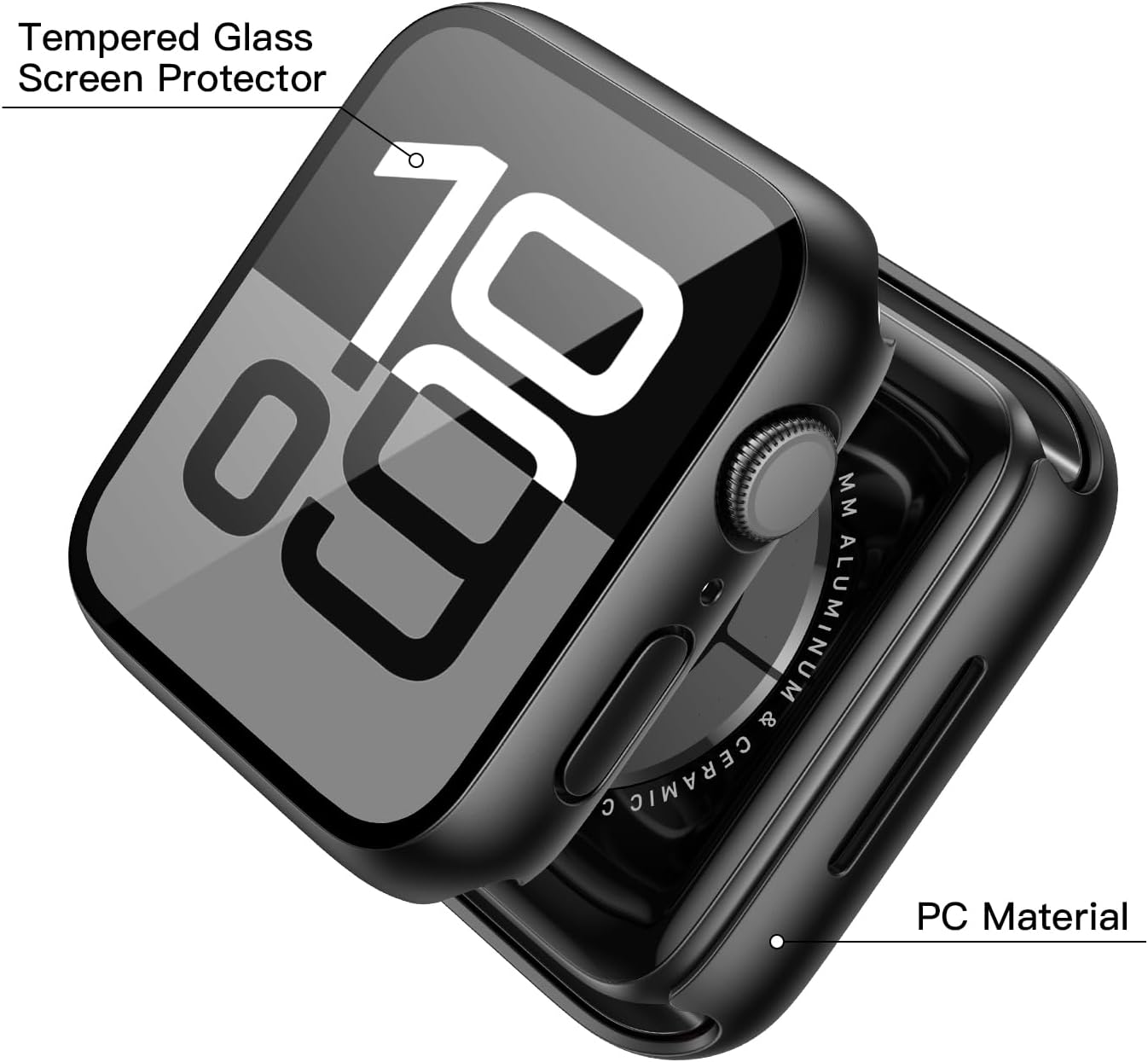 Misxi 2 Pack Tempered Glass Case Compatible for Apple Watch Series 10 (2024) 46mm, Hard PC Screen Protector Overall Protection Ultra-Thin Lightweight Scratch-Resistant Cover for iWatch, Satin Black 3 Misxi 2 Pack Tempered Glass Case Compatible for Apple Watch Series 10 (2024) 46mm, Hard PC Screen Protector Overall Protection Ultra-Thin Lightweight Scratch-Resistant Cover for iWatch, Satin Black - Image 3