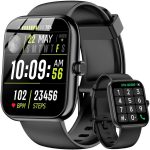 Smart Watch with Alexa Built-in, 1.83" HD Touchscreen & Fitness Tracker with Message Call Function, 120+ Sport Modes, IP68 Waterproof, 24/7 Heart Rate/Sleep Monitor, for Android iPhone (Black)