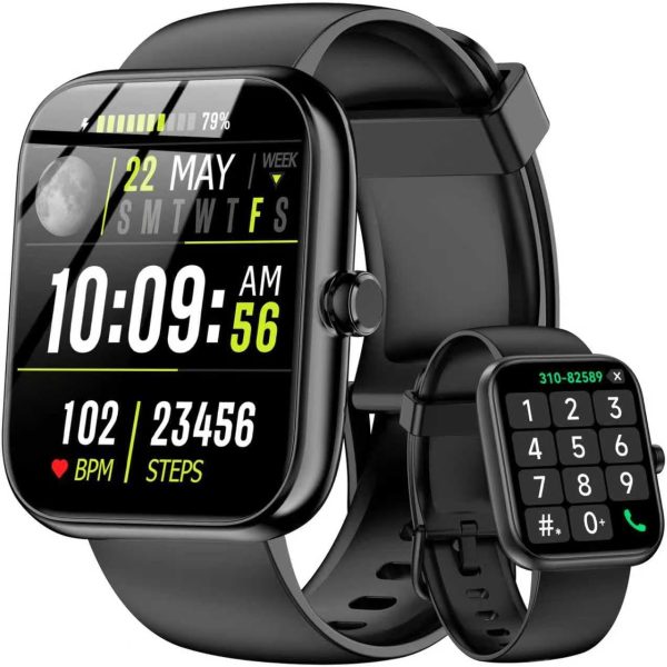 Smart Watch with Alexa Built-in, 1.83" HD Touchscreen & Fitness Tracker with Message Call Function, 120+ Sport Modes, IP68 Waterproof, 24/7 Heart Rate/Sleep Monitor, for Android iPhone (Black)