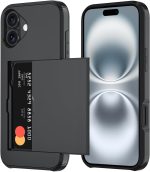 Qinmay Compatible with iPhone 17 Case Wallet,Built-in Card Holder, Heavy Duty Protective Dual Layer Shockproof Hidden Card Slot Slim Wallet Phone Cover for iPhone 17 ，Black