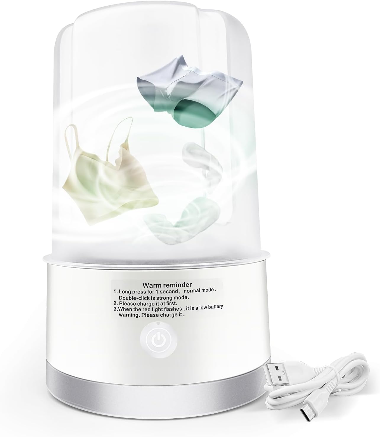 Underwear Washing Machine | Portable 1L Rechargeable Mini Washer Deep Cleaning of Underwear, Baby Small Clothes, Socks | Lightweight and Compact for Apartment, Dorm, Hotel, Travel (White) 1 Underwear Washing Machine | Portable 1L Rechargeable Mini Washer Deep Cleaning of Underwear, Baby Small Clothes, Socks | Lightweight and Compact for Apartment, Dorm, Hotel, Travel (White)