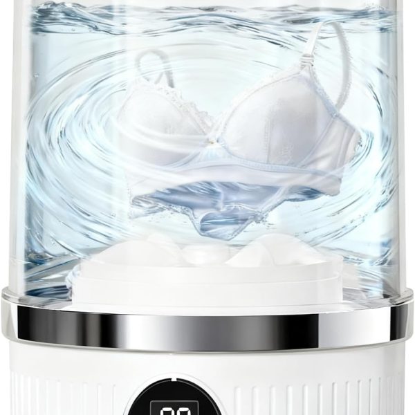 Underwear Washer, Portable Mini Washing Machine, 3000mAh Rechargeable Cordless Washing-machine, Portable Small Wireless Washing Machine for Home Use, for Underwear, Small Loads, Baby Clothes (White)