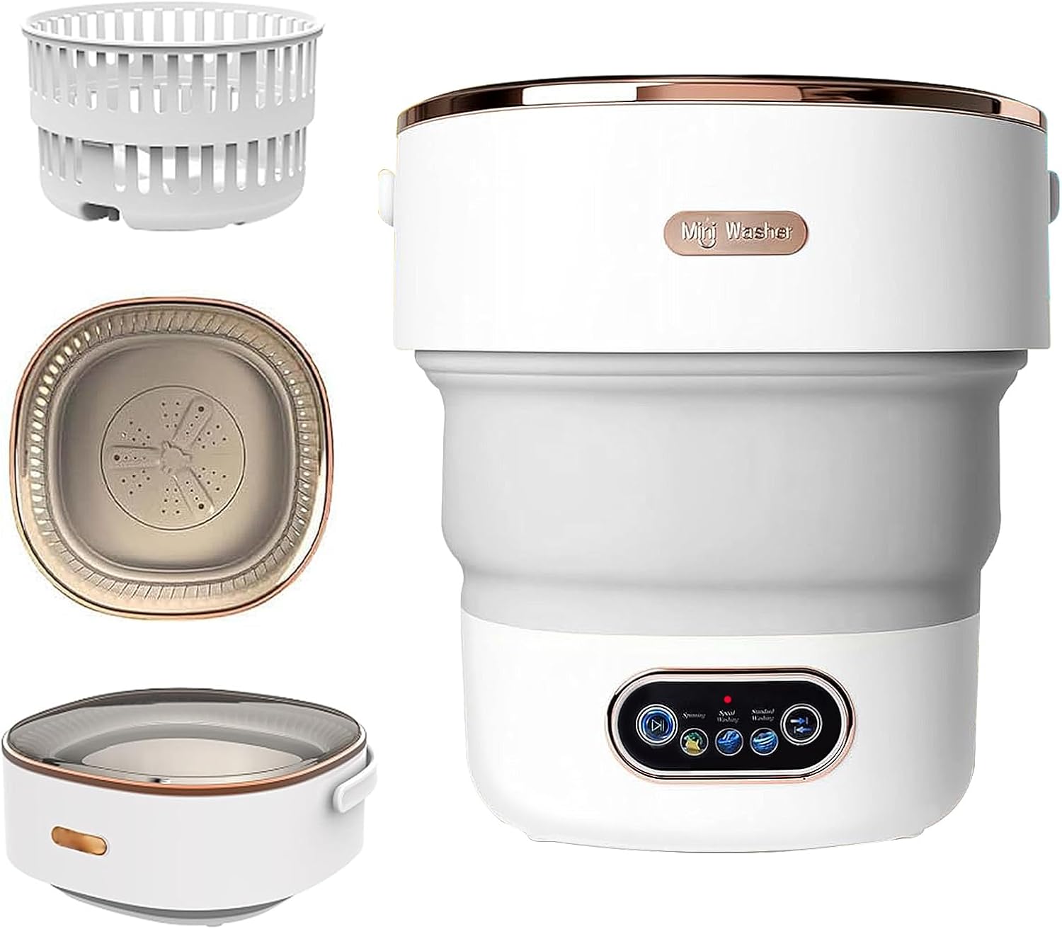 Portable Washing Machine,15L Collapsible Mini Washer with 3 Cleaning Modes Portable Washing Machine,15L Collapsible Mini Washer with 3 Cleaning Modes Drain Basket Small Foldable Laundry Machine for Travel Camping Dorms RVs Apartments Baby Clothes Underwear Socks Delicates