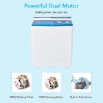 COSTWAY Portable Washing Machine Twin Tub 26 Lbs Capacity, 18 Lbs 8 Lbs Spinner, Compact Control Knobs Timer Function, Drain Pump, Laundry washer, for Apartment RV, Blue - Image 9