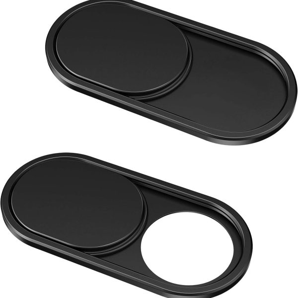 CloudValley Webcam Cover Slide[2-Pack], 0.023 Inch Ultra-Thin Metal Web Camera Cover for Macbook Pro, iMac, Laptop, PC, iPad Pro, iPhone 8/7/6 Plus, Protect Your Visual Privacy [Black]