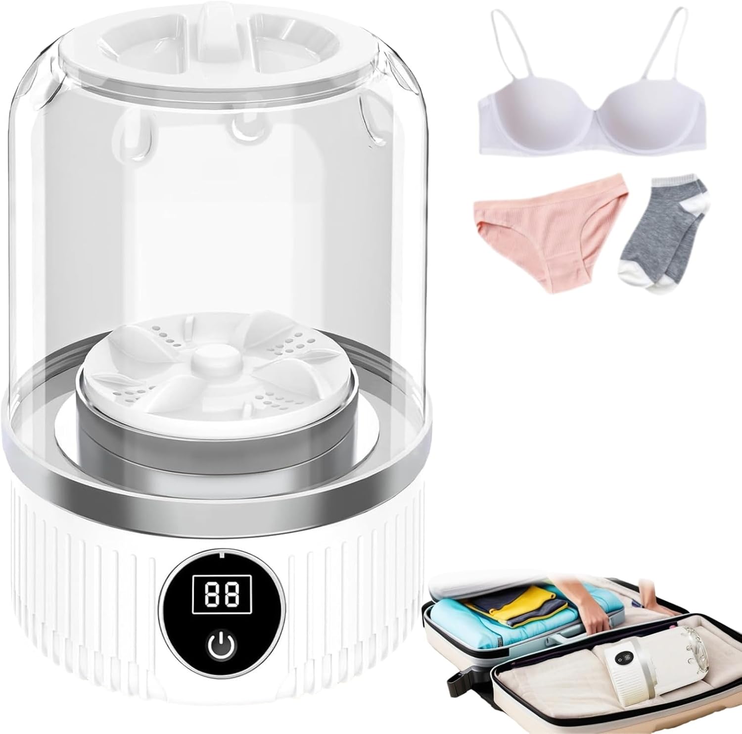 Underwear Washer, Mini Portable Washing Machine, Rechargeable Cordless Washing-Machine for Travel, Apartment, Dorm, RV, Hotel 1 Underwear Washer, Mini Portable Washing Machine, Rechargeable Cordless Washing-Machine for Travel, Apartment, Dorm, RV, Hotel