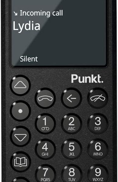 Punkt. MP02 4G LTE Minimalist Mobile Phone - Unlocked Cell Phone with Nano-SIM, Wi-Fi Hotspot, 2GB RAM+16GB Storage, Bluetooth, Digital Security, Multiband - Black