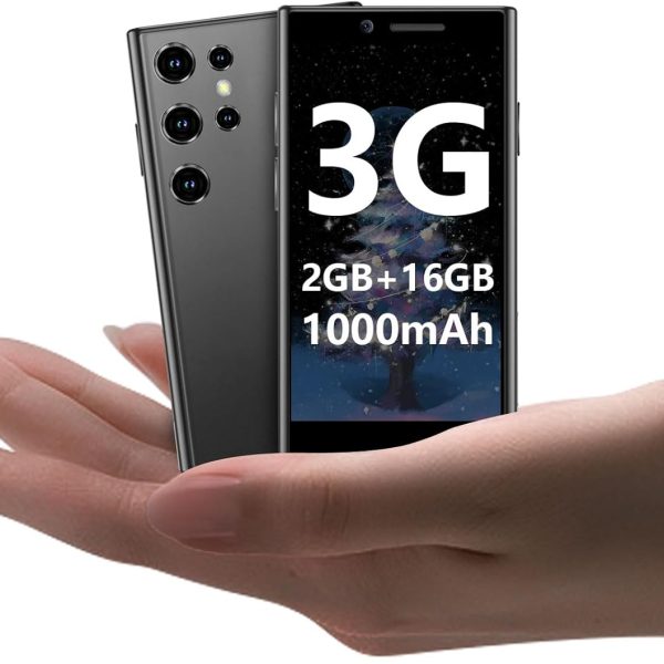 Mini Smartphone 3G Unlocked Mini Phone Kid's Smartphone 3.0'' HD Touch Screen World's Smallest 1000mAh Battery Dual SIM Little Mobile Phone with Face ID Pocket Child Cellphone 2GB+16GB Black