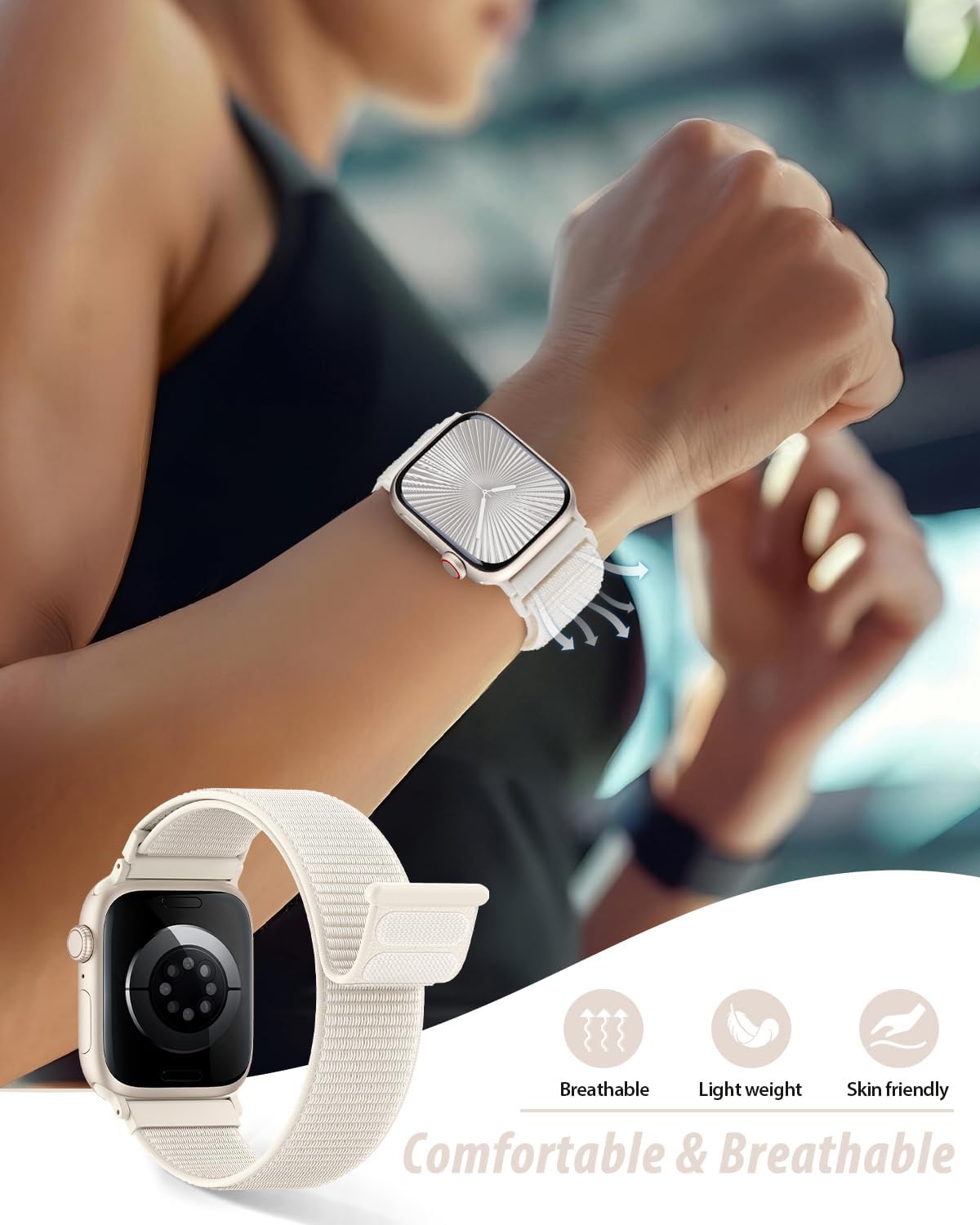 Nylon Loop Sport Band Compatible with Apple Watch Bands 38mm 40mm 41mm 42mm for Women Men, iWatch Wrist Straps for Se, Series 11 10 9 8 7, Breathable, Soft Band Ideal for Outdoor 4 Nylon Loop Sport Band Compatible with Apple Watch Bands 38mm 40mm 41mm 42mm for Women Men, iWatch Wrist Straps for Se, Series 11 10 9 8 7, Breathable, Soft Band Ideal for Outdoor - Image 4