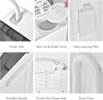 COSTWAY Portable Washing Machine, Twin Tub 26lbs Capacity Laundry, 18lbs Washer and 8lbs Spinner Combo with Timer Knobs, Built-in Drain Pump, Compact Washer for Home Dorm Apartment (Grey+White) - Image 8