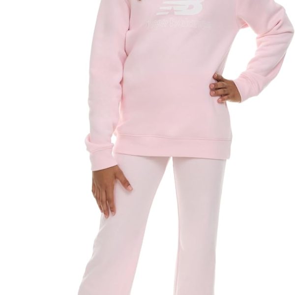 New Balance Girls 2 Piece Set – Crewneck Sweatshirt & Flared Leggings Set, Soft Cotton Blended Fleece Premium Activewear