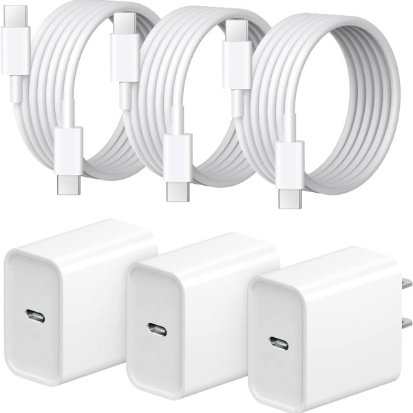 iPhone 17 16 15 Charger Fast Charging 3+3Pack 20W USB C Wall Charger with 6FT Fast Charging Cable Compatible with iPhone 17/17 Air/17 Pro/17 Pro Max/iPhone 16/15 Series, iPad Pro/AirPods