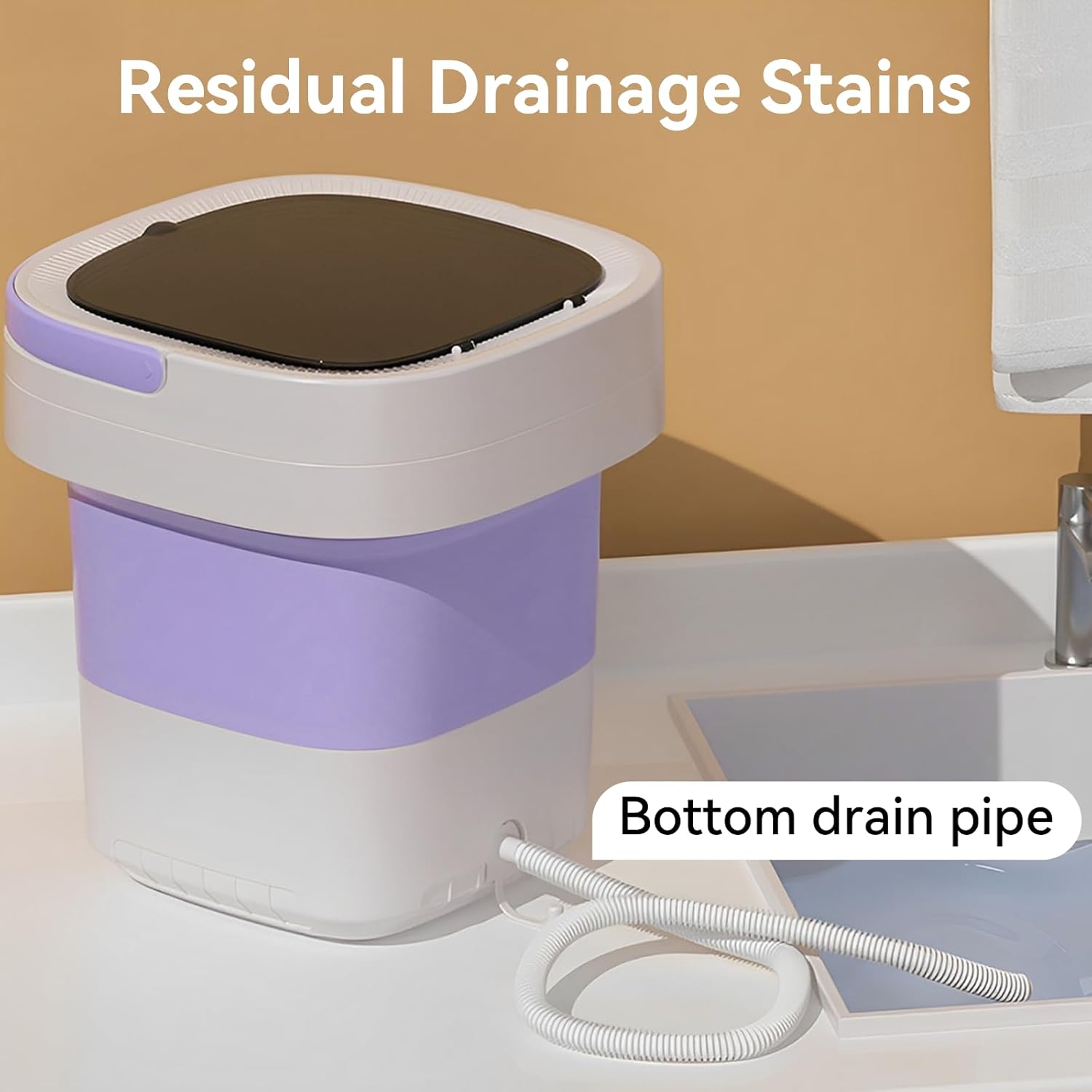 Portable Washing Machine,16L Small Washer with Spin Drainage Basket, 3 Modes Deep Cleaning Suitable for Underwear, Socks, Baby Clothes, Foldable Design Ideal for Apartments, Hotels, RV 8 Portable Washing Machine,16L Small Washer with Spin Drainage Basket, 3 Modes Deep Cleaning Suitable for Underwear, Socks, Baby Clothes, Foldable Design Ideal for Apartments, Hotels, RV - Image 8