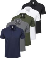 ZENGVEE Mens Polo Shirts Moisture Wicking Short Sleeve Performance Quick Dry Athletic Golf Shirts