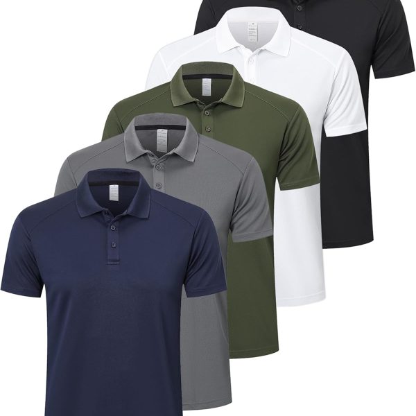ZENGVEE Mens Polo Shirts Moisture Wicking Short Sleeve Performance Quick Dry Athletic Golf Shirts