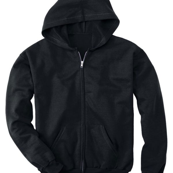 Hanes Boys' EcoSmart Full Zip Hooded Jacket, Black, Large