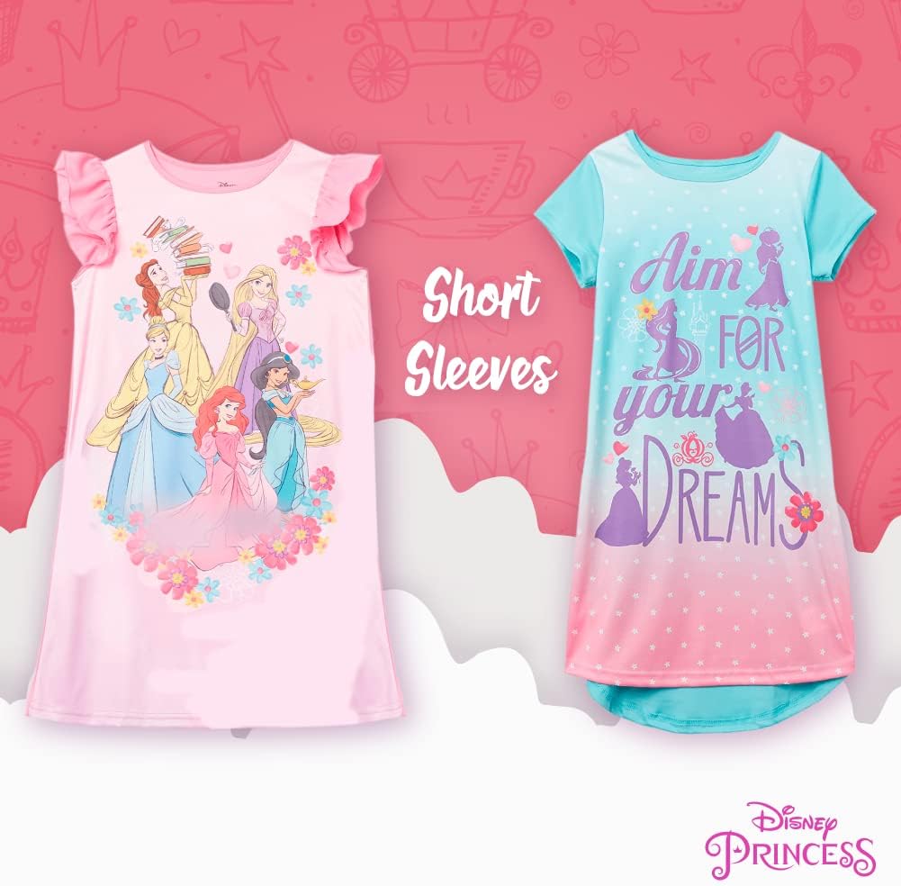 Disney Princess Girls' 3-Pack Princess Nightgowns, Fantasy Gown, Soft & Cute Pajamas for Kids 7 Disney Princess Girls' 3-Pack Princess Nightgowns, Fantasy Gown, Soft & Cute Pajamas for Kids - Image 7