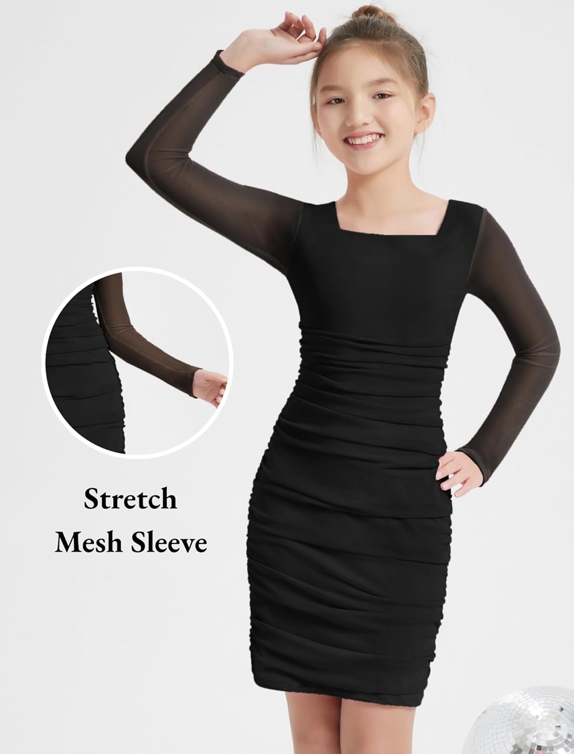 EXARUS Girls Formal Long Sleeve/Spaghetti Strap Dress Teen Party Dance Tween Bodycon Ruched Prom Fitted Cute Dresses 5 EXARUS Girls Formal Long Sleeve/Spaghetti Strap Dress Teen Party Dance Tween Bodycon Ruched Prom Fitted Cute Dresses - Image 5