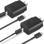 Type C Charger, 2-Pack 25W Type C Fast Charging Block with 6ft USB C Charger Cable Compatible with Galaxy S25 S24 S23 S22 S21+/Phone 17/16/16 Pro Max/15/15 Pro Max/15 Plus-Black