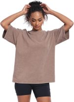 Womens Washed Vintage Oversized T-Shirt Casual Baggy Streetwear Boyfriend Tee Workout Short Sleeve Cotton Tops - Image 3