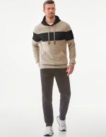Men's Casual Sweatshirts Long Sleeve Drawstring Color Block Pullover Graphic Hoodies with Pockets - Image 5
