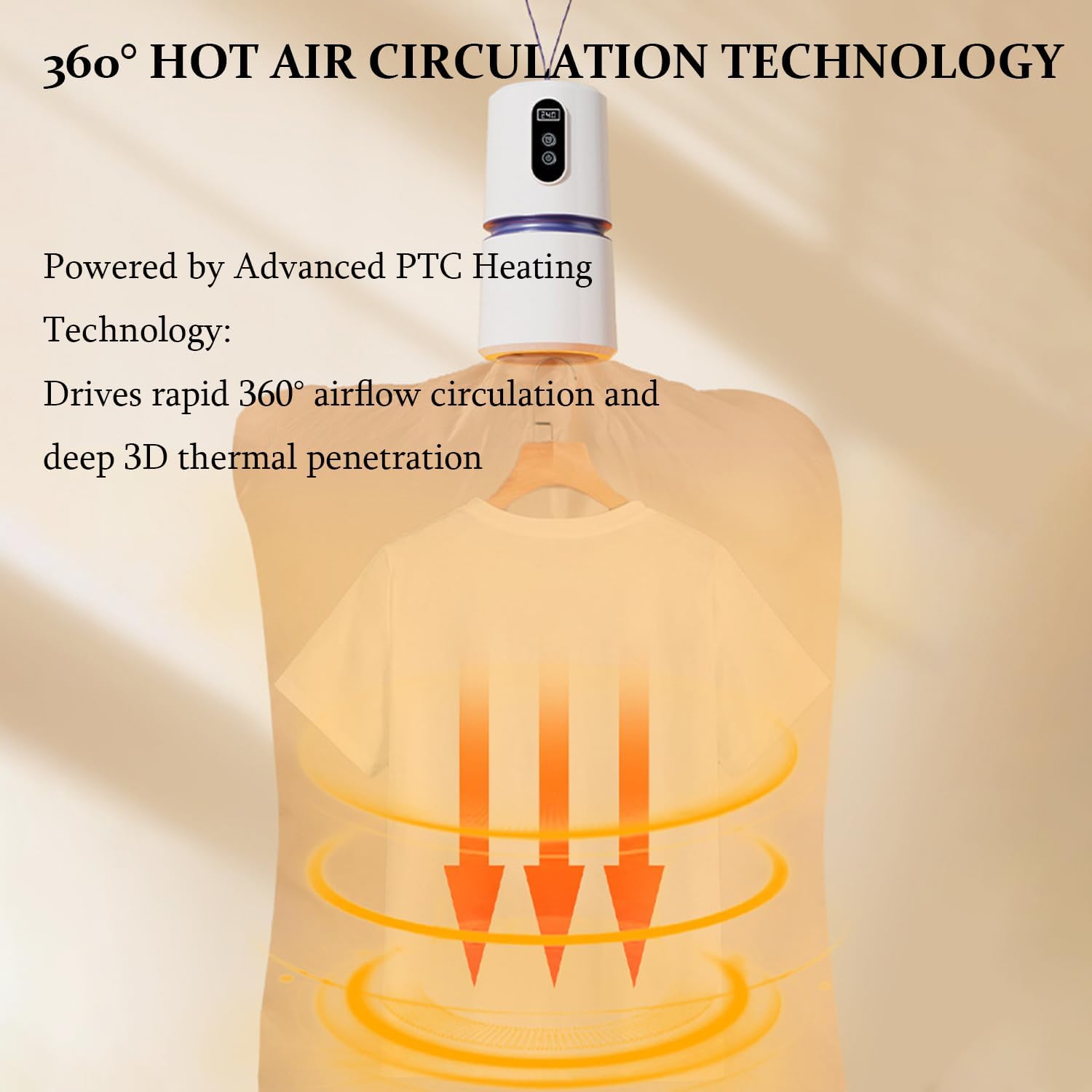 Portable Clothes Dryer with Timer, Portable Dryer with 360° Hot Air Technology & Dry Bag, Quiet Operation Mini Laundry Dryers, 30-240 Min Timer, for Travel, Apartment, RV, Dorm 7 Portable Clothes Dryer with Timer, Portable Dryer with 360° Hot Air Technology & Dry Bag, Quiet Operation Mini Laundry Dryers, 30-240 Min Timer, for Travel, Apartment, RV, Dorm - Image 7