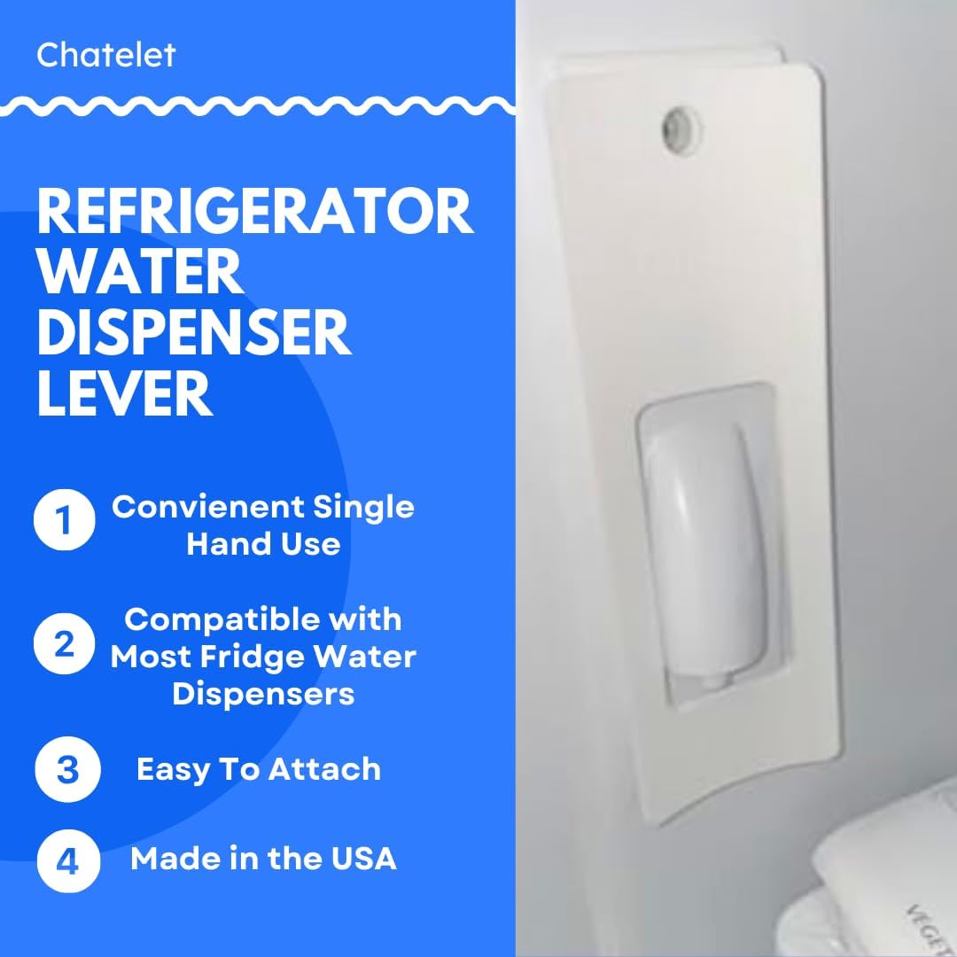 Water Dispenser Lever for Refrigerator Interior Water Dispensers | One-Handed Water Dispensing Lever for Select Refrigerator Models | Made in USA (Screw-On, White) 2 Water Dispenser Lever for Refrigerator Interior Water Dispensers | One-Handed Water Dispensing Lever for Select Refrigerator Models | Made in USA (Screw-On, White) - Image 2