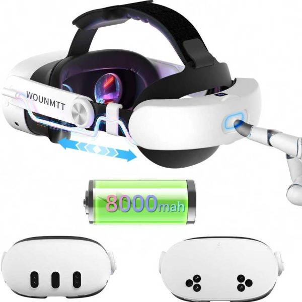Head Strap for Oculus Meta Quest 3/3S with Battery, Adjustable VR Accessories with One-Click Fit, Rear Cushion Dial, 2–4H Playtime, VR Head Strap Reduce Facial Stress for Gaming Comfort