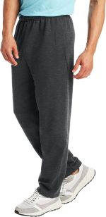 Hanes Men's Sweatpants, EcoSmart Fleece Sweats for Men, Open Bottom Sweatpants, 30.5" - Image 2