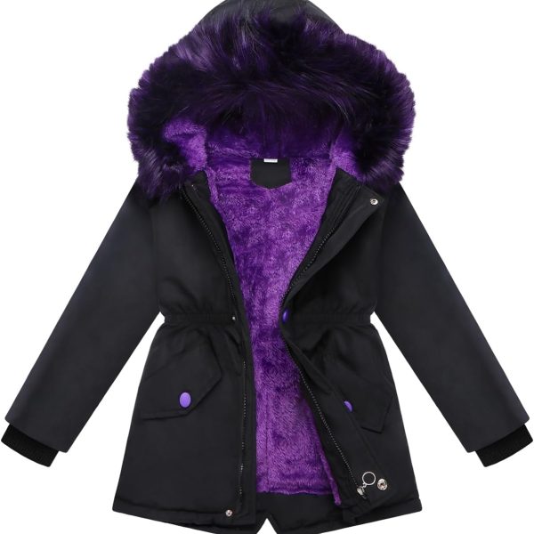 Girl Winter Coats Heavyweight Hooded Puffer Jacket Kid Parka Fleece Snow Outwear