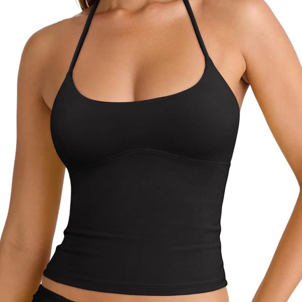 REORIA Women's Sexy Halter Backless Double Lined Tank Top Y2k Trendy Camisole Crop Tops