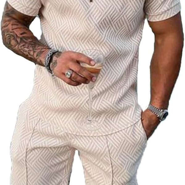 Mens Short Sets 2 Piece Outfits Polo Shirt Fashion Summer Tracksuits Casual Set Short Sleeve and Shorts Set for Men