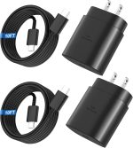 Super Fast Charger Type C, 25W USB C Wall Charger Fast Charging for Samsung Galaxy S25 Ultra/S25/S25+/S24+/S24 Ultra/S24/S24+/S23 Ultra/S22 Ultra/S21 with 10FT Long Android Type C Charger Cable 2Pack