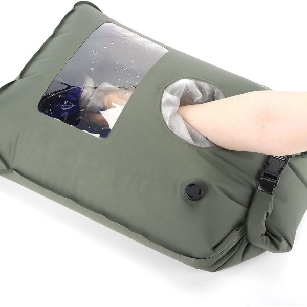 Portable Washing Machine for Camping RVing Travel Laundry Solution Washbag Kid Clothes Manual Washer Camp Dry Bags Self-sufficient Hand Wash Bag Backpacking Traveller RV Adventures Essential