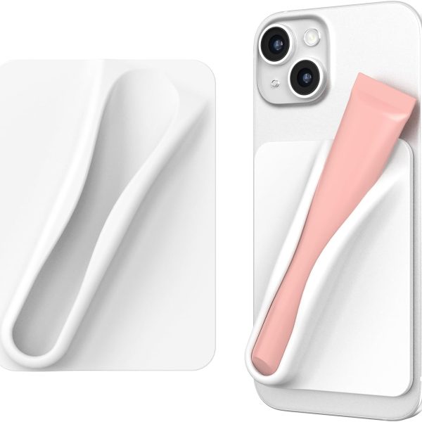 DOB SECHS Silicone Lip Holder for Cell Phone Lipstick Lip Glaze Phone Case Back Stick On Holder for iPhone and Android Phones, Grey