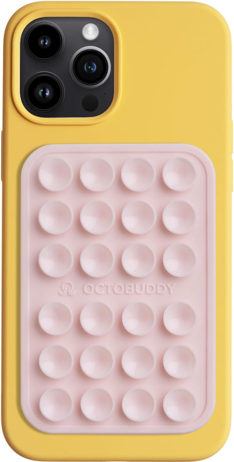OCTOBUDDY Classic - Silicone Suction Phone Case Adhesive Mount - Hands-Free, Strong Grip Holder for Selfies and Videos - iPhone and Android Compatible - 2.25″ x 3.25″, Chalk Pink 1 OCTOBUDDY Classic - Silicone Suction Phone Case Adhesive Mount - Hands-Free, Strong Grip Holder for Selfies and Videos - iPhone and Android Compatible - 2.25″ x 3.25″, Chalk Pink